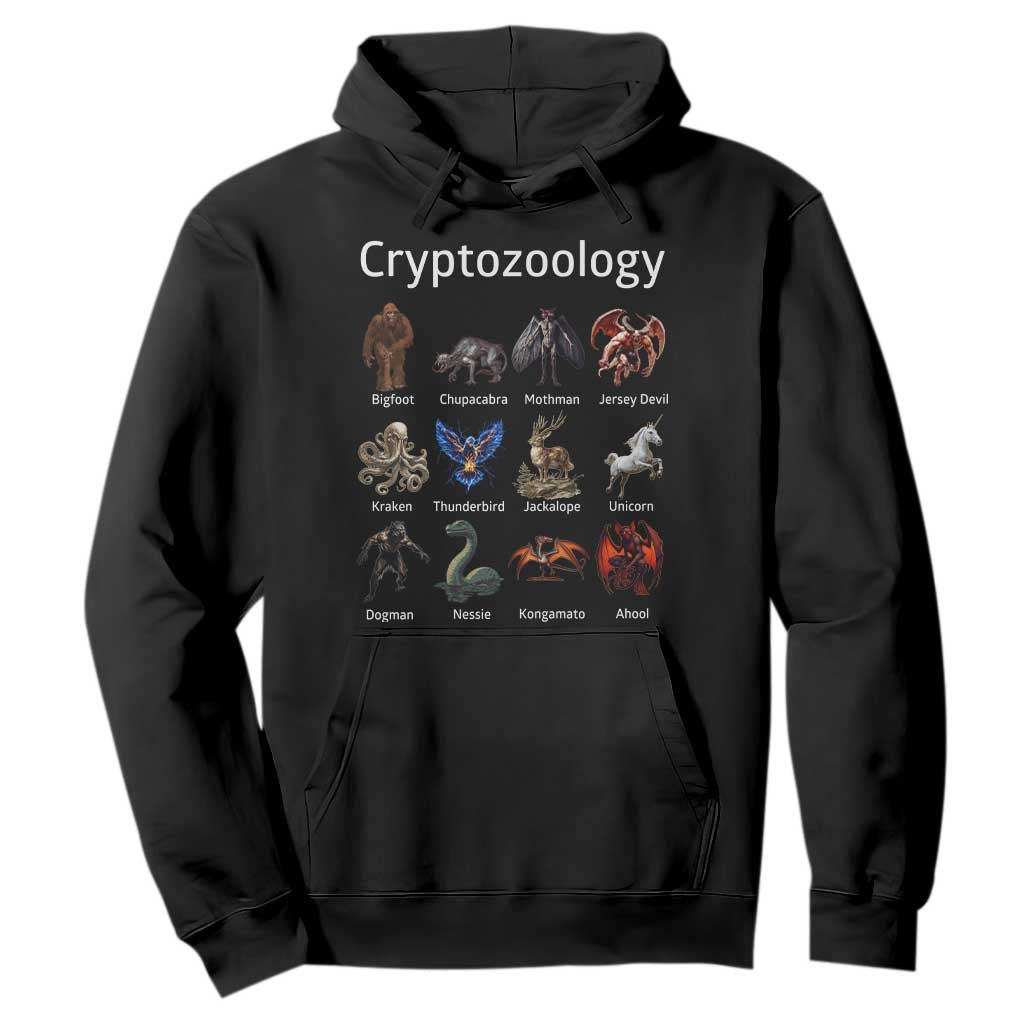 Cryptid Creatures Hoodie Cryptozoology Fantasy Mythical Monsters TS02 Black Print Your Wear