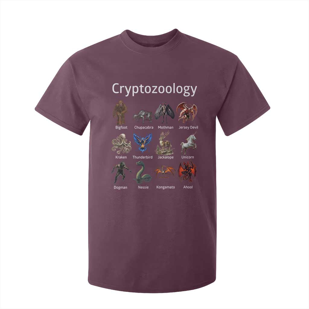 Cryptid Creatures T Shirt For Kid Cryptozoology Fantasy Mythical Monsters TS02 Maroon Print Your Wear