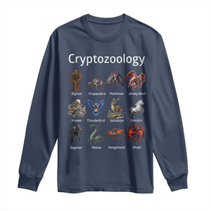 Cryptid Creatures Long Sleeve Shirt Cryptozoology Fantasy Mythical Monsters TS02 Navy Print Your Wear