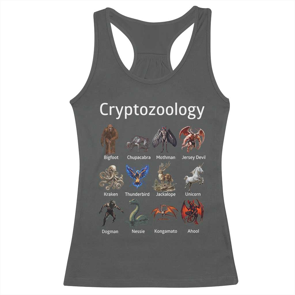 Cryptid Creatures Racerback Tank Top Cryptozoology Fantasy Mythical Monsters TS02 Dark Heather Print Your Wear