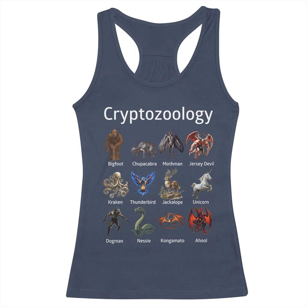 Cryptid Creatures Racerback Tank Top Cryptozoology Fantasy Mythical Monsters TS02 Navy Print Your Wear