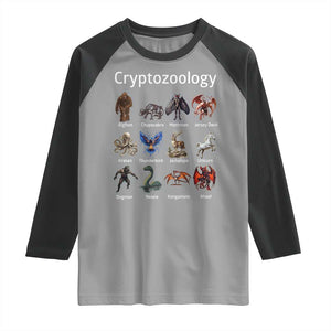 Cryptid Creatures Raglan Shirt Cryptozoology Fantasy Mythical Monsters TS02 Sport Gray Black Print Your Wear