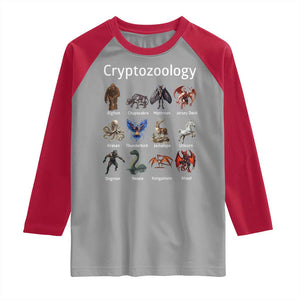 Cryptid Creatures Raglan Shirt Cryptozoology Fantasy Mythical Monsters TS02 Sport Gray Red Print Your Wear