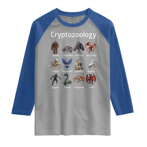 Cryptid Creatures Raglan Shirt Cryptozoology Fantasy Mythical Monsters TS02 Sport Gray Royal Print Your Wear