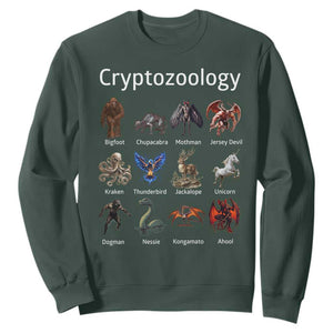 Cryptid Creatures Sweatshirt Cryptozoology Fantasy Mythical Monsters TS02 Dark Forest Green Print Your Wear