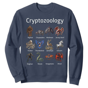 Cryptid Creatures Sweatshirt Cryptozoology Fantasy Mythical Monsters TS02 Navy Print Your Wear