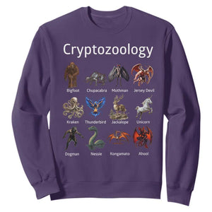 Cryptid Creatures Sweatshirt Cryptozoology Fantasy Mythical Monsters TS02 Purple Print Your Wear