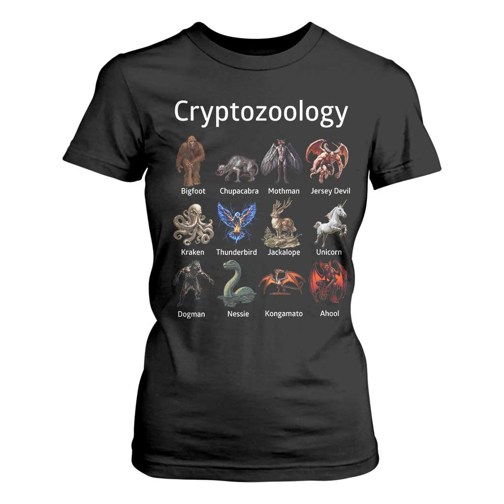 Cryptid Creatures T Shirt For Women Cryptozoology Fantasy Mythical Monsters TS02 Black Print Your Wear