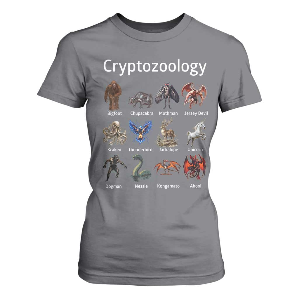 Cryptid Creatures T Shirt For Women Cryptozoology Fantasy Mythical Monsters TS02 Charcoal Print Your Wear