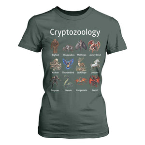 Cryptid Creatures T Shirt For Women Cryptozoology Fantasy Mythical Monsters TS02 Dark Forest Green Print Your Wear