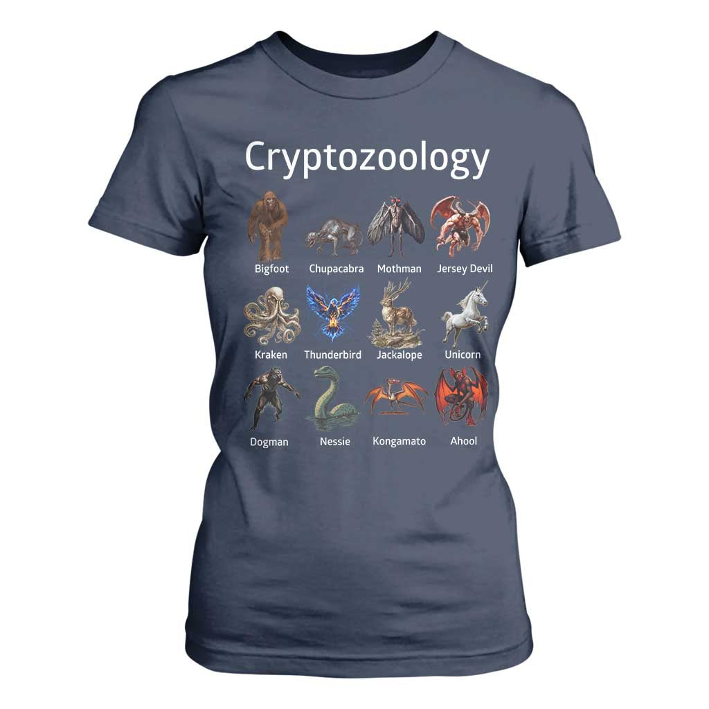 Cryptid Creatures T Shirt For Women Cryptozoology Fantasy Mythical Monsters TS02 Navy Print Your Wear