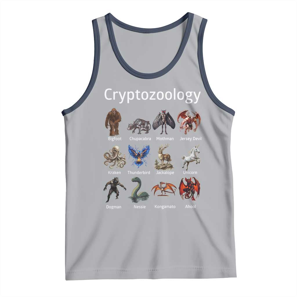 Cryptid Creatures Tank Top Cryptozoology Fantasy Mythical Monsters TS02 Athletic Heather Navy Print Your Wear