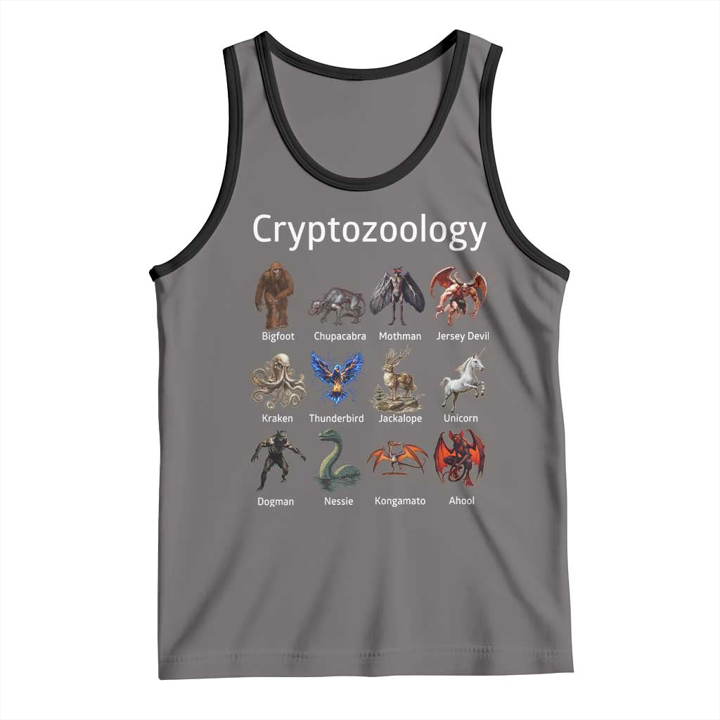 Cryptid Creatures Tank Top Cryptozoology Fantasy Mythical Monsters TS02 Deep Heather Black Print Your Wear