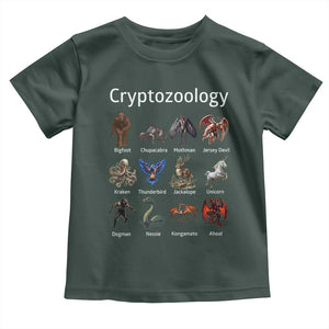 Cryptid Creatures Toddler T Shirt Cryptozoology Fantasy Mythical Monsters TS02 Dark Forest Green Print Your Wear