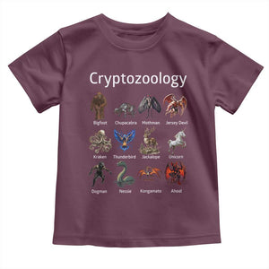 Cryptid Creatures Toddler T Shirt Cryptozoology Fantasy Mythical Monsters TS02 Maroon Print Your Wear
