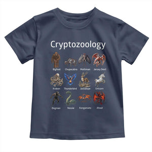 Cryptid Creatures Toddler T Shirt Cryptozoology Fantasy Mythical Monsters TS02 Navy Print Your Wear