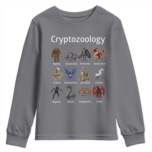 Cryptid Creatures Youth Sweatshirt Cryptozoology Fantasy Mythical Monsters TS02 Charcoal Print Your Wear
