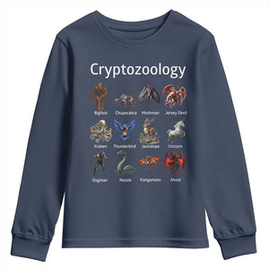 Cryptid Creatures Youth Sweatshirt Cryptozoology Fantasy Mythical Monsters TS02 Navy Print Your Wear