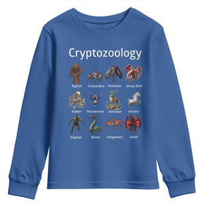 Cryptid Creatures Youth Sweatshirt Cryptozoology Fantasy Mythical Monsters TS02 Royal Blue Print Your Wear