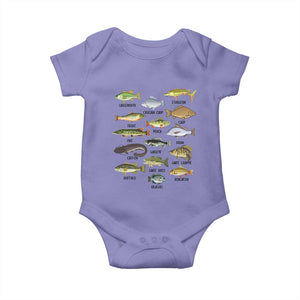 Freshwater Fish Species Baby Onesie Funny Fishing Types Fisherman Dad TS02 Violet Print Your Wear