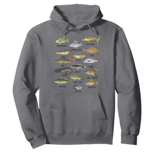 Freshwater Fish Species Hoodie Funny Fishing Types Fisherman Dad TS02 Charcoal Print Your Wear