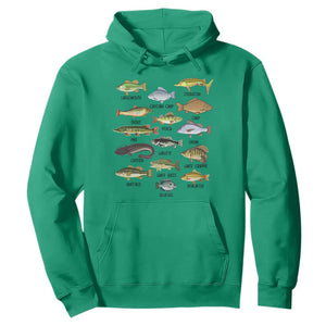 Freshwater Fish Species Hoodie Funny Fishing Types Fisherman Dad TS02 Irish Green Print Your Wear