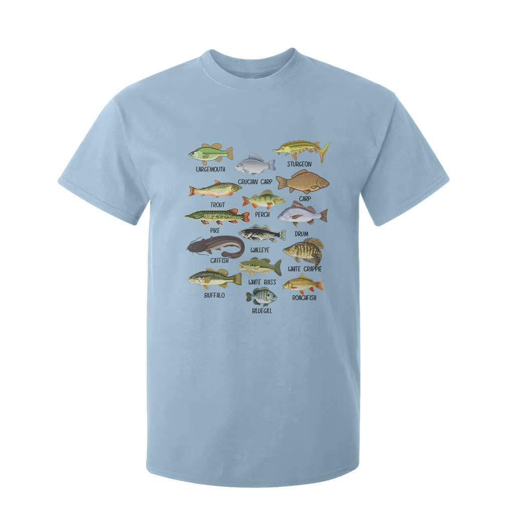 Freshwater Fish Species T Shirt For Kid Funny Fishing Types Fisherman Dad TS02 Light Blue Print Your Wear