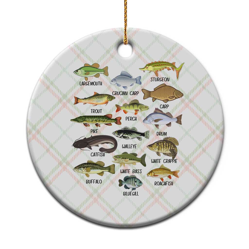 Freshwater Fish Species Ceramic Ornament Funny Fishing Types Fisherman Dad TS02 1pc Christmas Plaid Print Your Wear