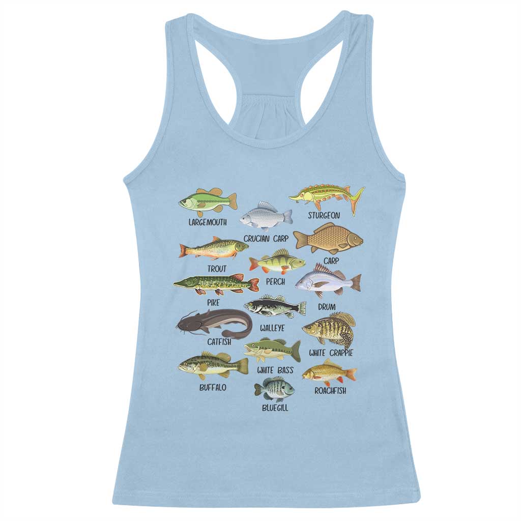 Freshwater Fish Species Racerback Tank Top Funny Fishing Types Fisherman Dad TS02 Light Blue Print Your Wear