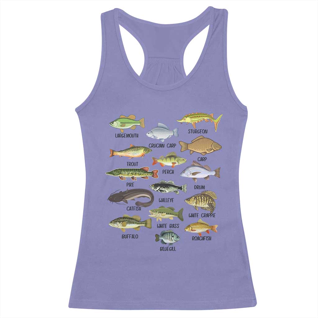 Freshwater Fish Species Racerback Tank Top Funny Fishing Types Fisherman Dad TS02 Violet Print Your Wear