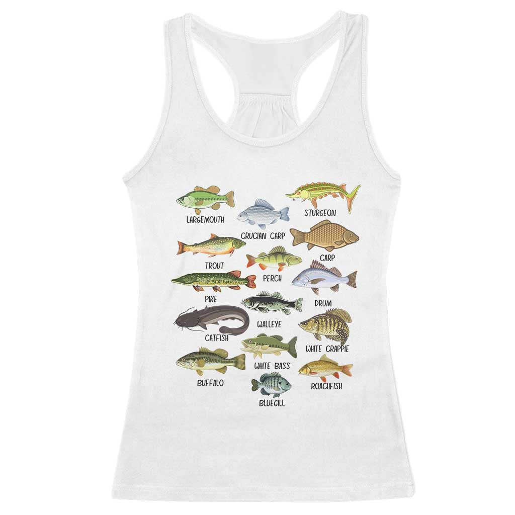 Freshwater Fish Species Racerback Tank Top Funny Fishing Types Fisherman Dad TS02 White Print Your Wear