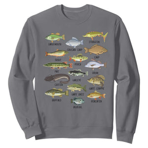 Freshwater Fish Species Sweatshirt Funny Fishing Types Fisherman Dad TS02 Charcoal Print Your Wear