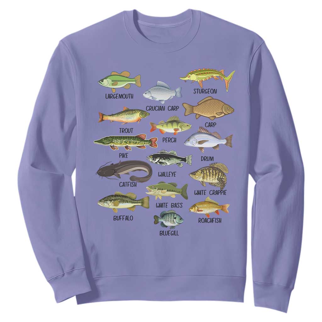 Freshwater Fish Species Sweatshirt Funny Fishing Types Fisherman Dad TS02 Violet Print Your Wear