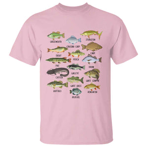 Freshwater Fish Species T Shirt Funny Fishing Types Fisherman Dad TS02 Light Pink Print Your Wear
