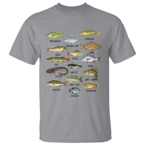 Freshwater Fish Species T Shirt Funny Fishing Types Fisherman Dad TS02 Sport Gray Print Your Wear