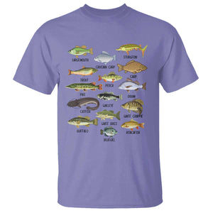 Freshwater Fish Species T Shirt Funny Fishing Types Fisherman Dad TS02 Violet Print Your Wear