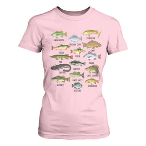 Freshwater Fish Species T Shirt For Women Funny Fishing Types Fisherman Dad TS02 Light Pink Print Your Wear