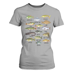 Freshwater Fish Species T Shirt For Women Funny Fishing Types Fisherman Dad TS02 Sport Gray Print Your Wear