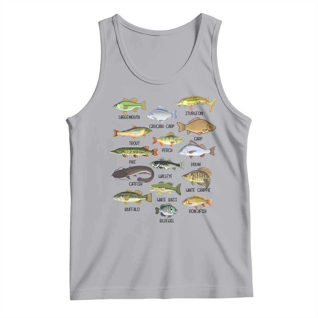 Freshwater Fish Species Tank Top Funny Fishing Types Fisherman Dad TS02 Athletic Heather Print Your Wear