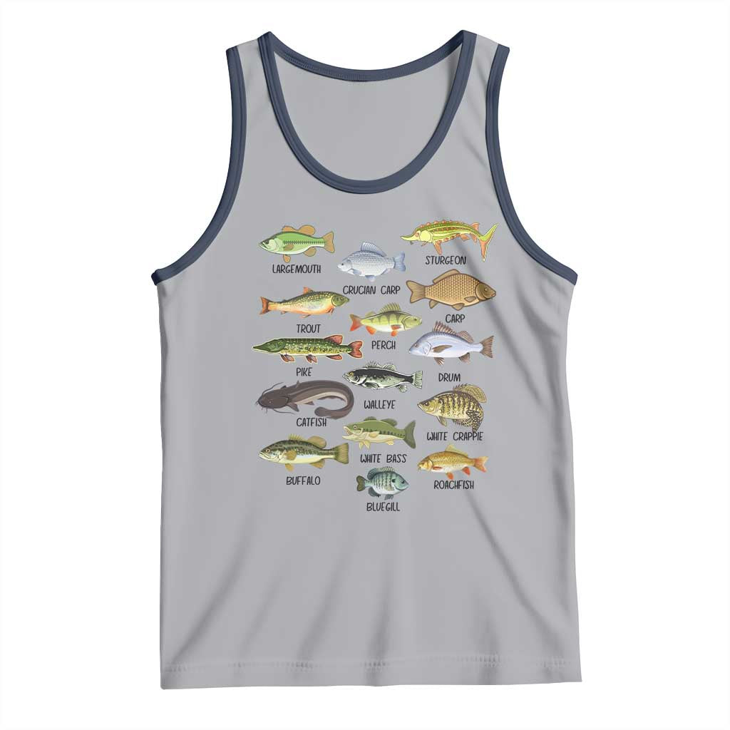Freshwater Fish Species Tank Top Funny Fishing Types Fisherman Dad TS02 Athletic Heather Navy Print Your Wear