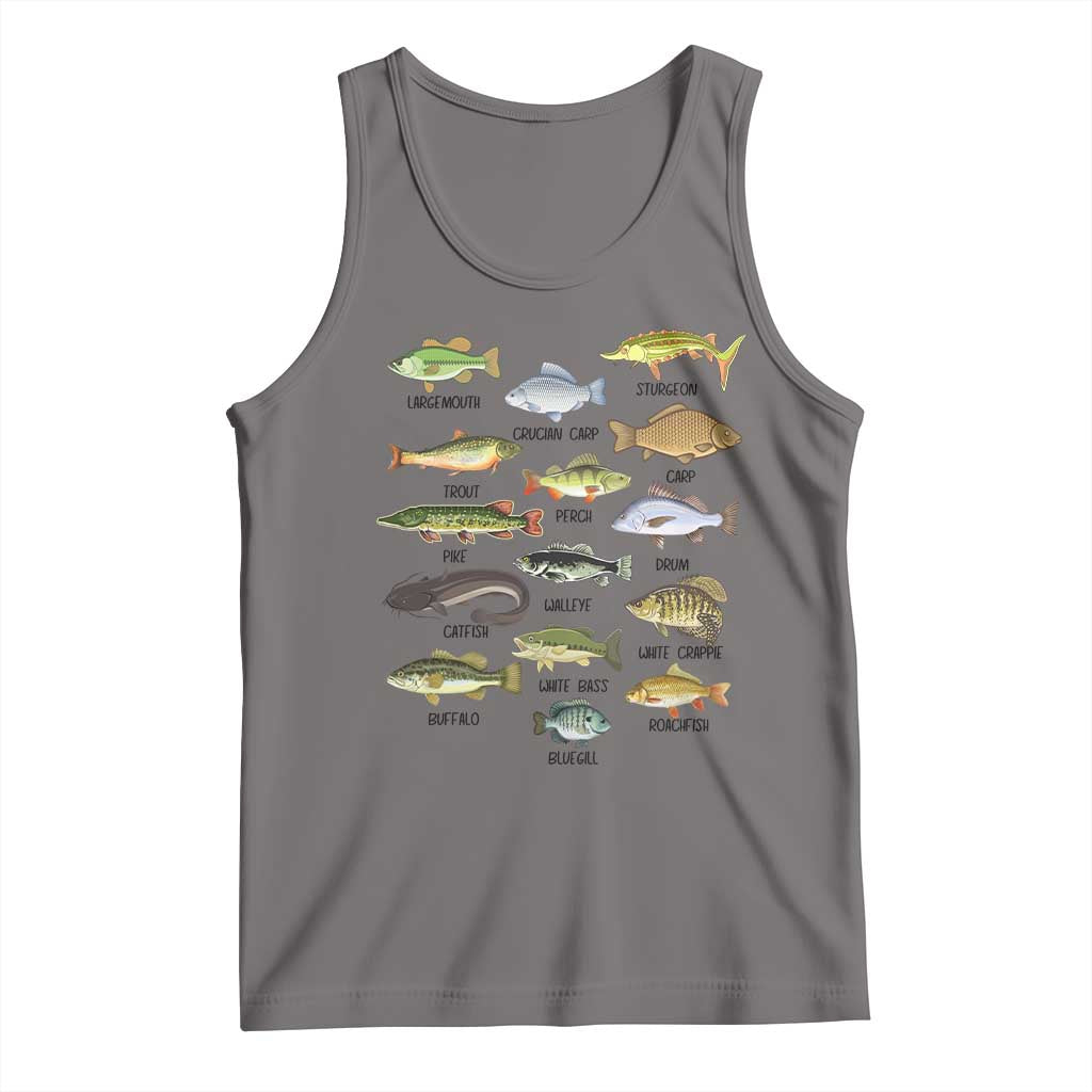 Freshwater Fish Species Tank Top Funny Fishing Types Fisherman Dad TS02 Deep Heather Print Your Wear