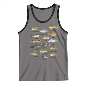 Freshwater Fish Species Tank Top Funny Fishing Types Fisherman Dad TS02 Deep Heather Black Print Your Wear