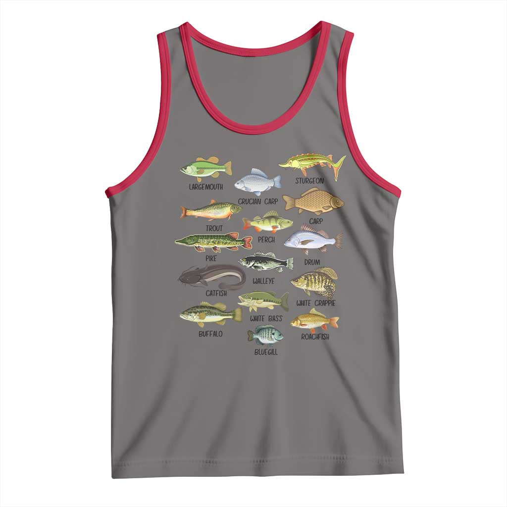 Freshwater Fish Species Tank Top Funny Fishing Types Fisherman Dad TS02 Deep Heather Red Print Your Wear