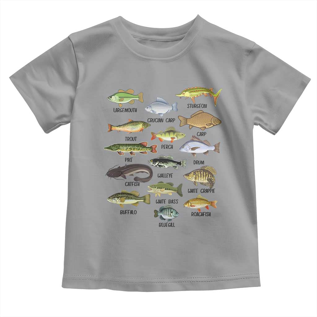 Freshwater Fish Species Toddler T Shirt Funny Fishing Types Fisherman Dad TS02 Sport Gray Print Your Wear