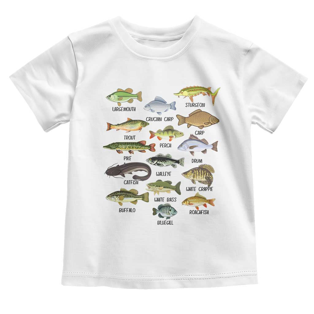 Freshwater Fish Species Toddler T Shirt Funny Fishing Types Fisherman Dad TS02 White Print Your Wear