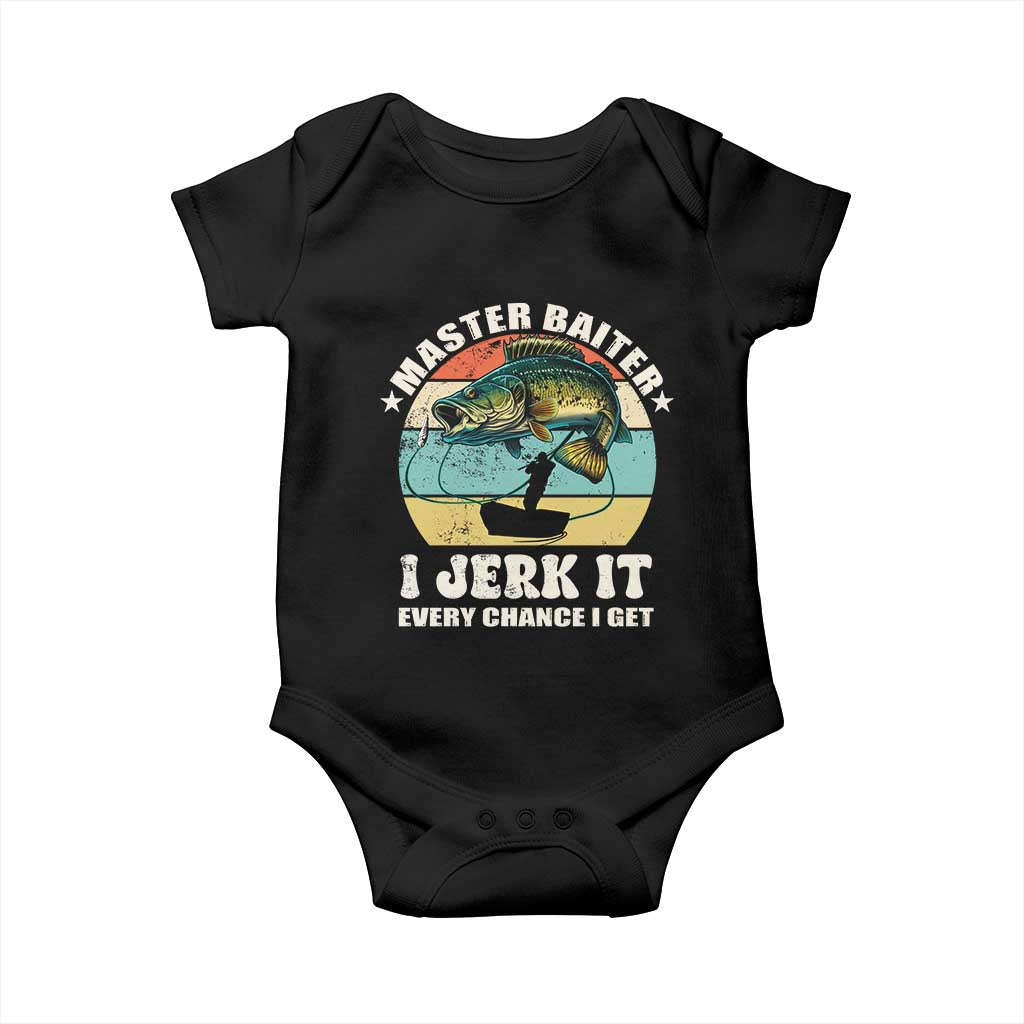 Funny Fishing Master-Baiter Baby Onesie Kayak Fishing Dad Grandpa Bass Fish Adult Humor TS02 Black Print Your Wear