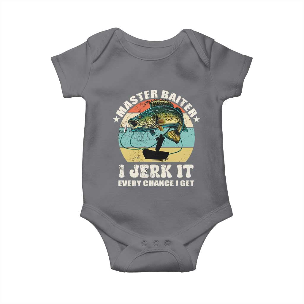 Funny Fishing Master-Baiter Baby Onesie Kayak Fishing Dad Grandpa Bass Fish Adult Humor TS02 Charcoal Print Your Wear