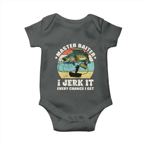 Funny Fishing Master-Baiter Baby Onesie Kayak Fishing Dad Grandpa Bass Fish Adult Humor TS02 Dark Heather Print Your Wear