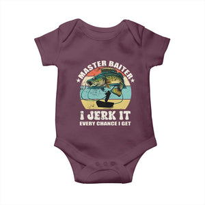 Funny Fishing Master-Baiter Baby Onesie Kayak Fishing Dad Grandpa Bass Fish Adult Humor TS02 Maroon Print Your Wear