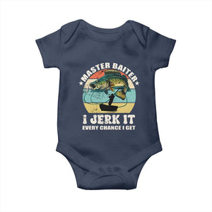 Funny Fishing Master-Baiter Baby Onesie Kayak Fishing Dad Grandpa Bass Fish Adult Humor TS02 Navy Print Your Wear